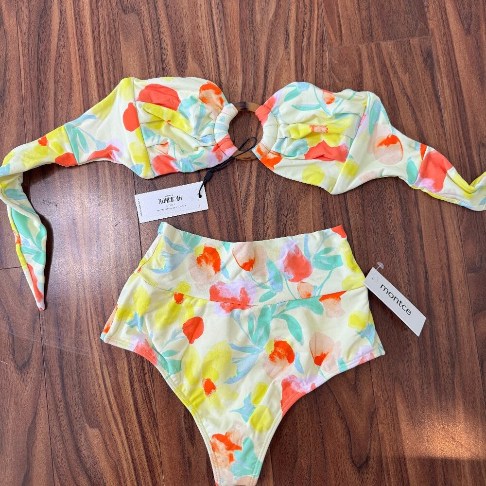Montce Helena Floral Tori Bandeau High Waist Bikini Set NEW - Picture 7 of 11